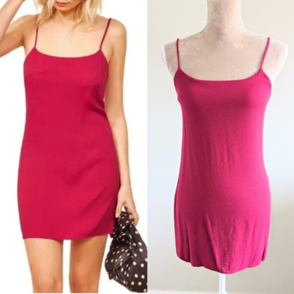 Reformation Dark Pink Mini Spagatti Strap Dress